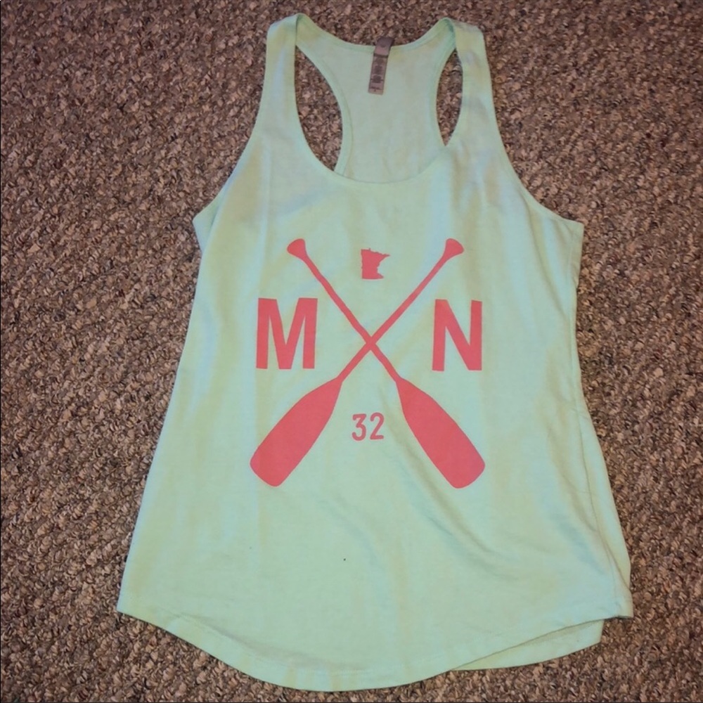 Aqua and Coral MN Paddle Racer Back Tank Top